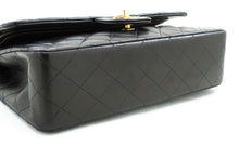 CHANEL Classic Double Flap 10" Chain Shoulder Bag Black Lambskin p64 hannari-shop