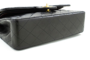 CHANEL Classic Double Flap 10" Chain Shoulder Bag Black Lambskin p64 hannari-shop