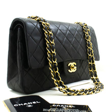 CHANEL Classic Double Flap 10" Chain Shoulder Bag Black Lambskin p61 hannari-shop