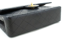 CHANEL Classic Double Flap 10" Chain Shoulder Bag Black Lambskin p61 hannari-shop