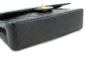 CHANEL Classic Double Flap 10" Chain Shoulder Bag Black Lambskin p61 hannari-shop