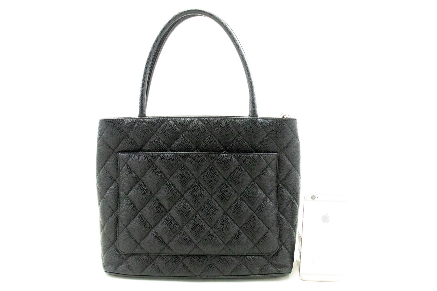 CHANEL Silver Medallion Schoudertas van Gegranuleerd Kalfsleer p80 hannari-shop