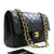 CHANEL Classic Double Flap 10" Chain Shoulder Bag Black Lambskin p76 hannari-shop