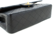 CHANEL Classic Double Flap 10" Chain Shoulder Bag Black Lambskin p76 hannari-shop