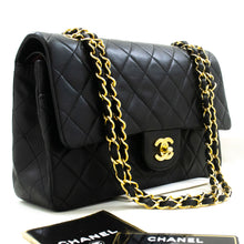 CHANEL Classic Double Flap 10" Chain Shoulder Bag Black Lambskin p84 hannari-shop