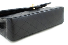 CHANEL Classic Double Flap 10" Chain Shoulder Bag Black Lambskin p84 hannari-shop