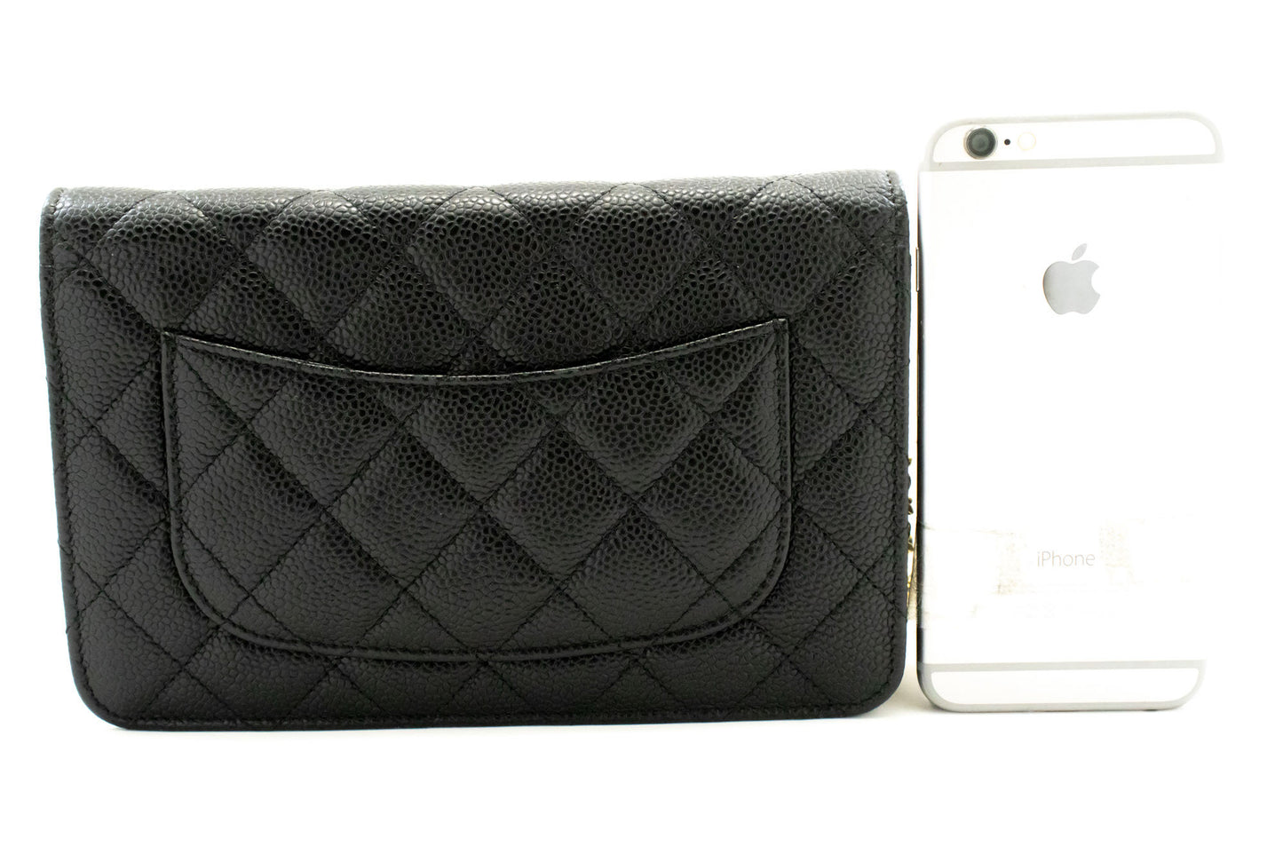 CHANEL Grained Calfskin Wallet On Chain WOC Sort Skuldertaske aa4 hannari-shop