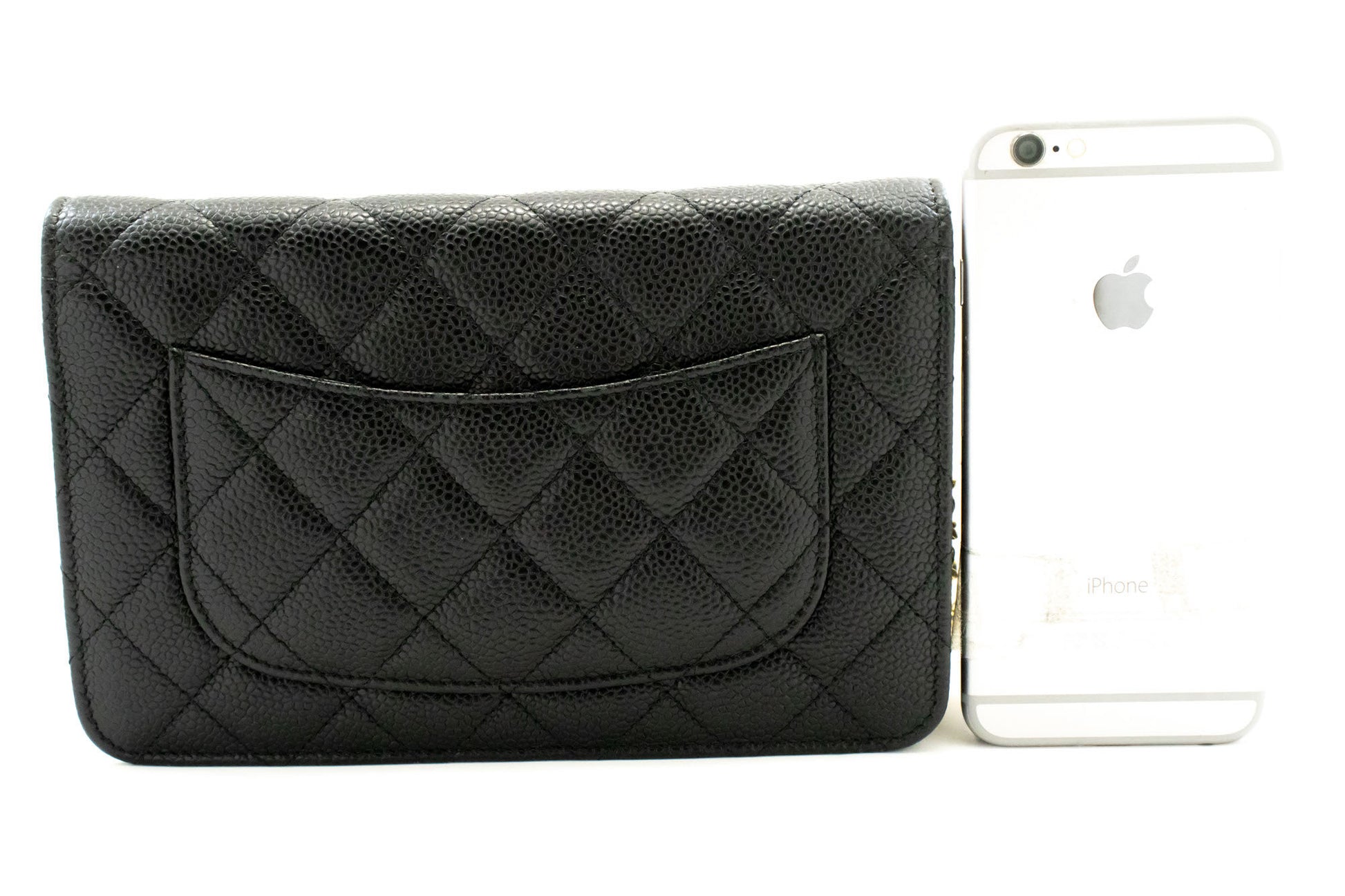 CHANEL Grained Calfskin Wallet On Chain WOC Sort Skuldertaske aa4 hannari-shop