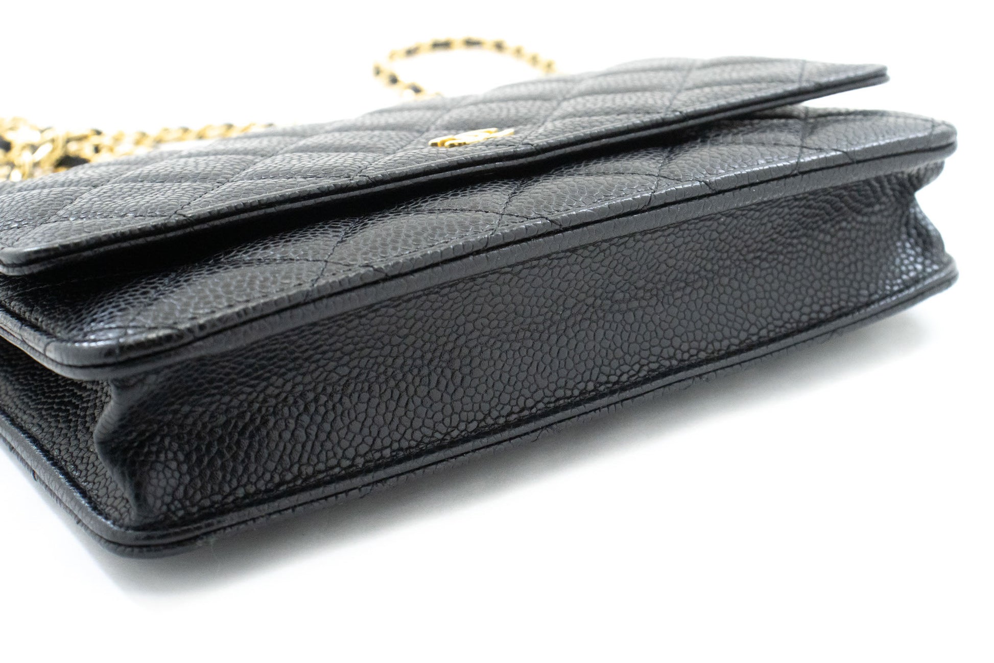 CHANEL Grained Calfskin Wallet On Chain WOC Sort Skuldertaske aa4 hannari-shop
