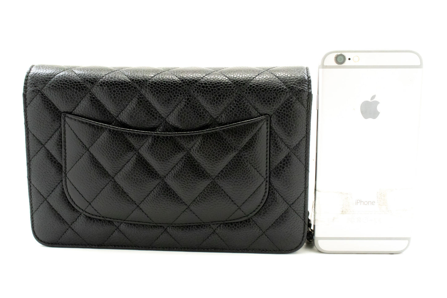 CHANEL Grained Calfskin Wallet On Chain WOC Sort Skuldertaske SV aa3 hannari-shop