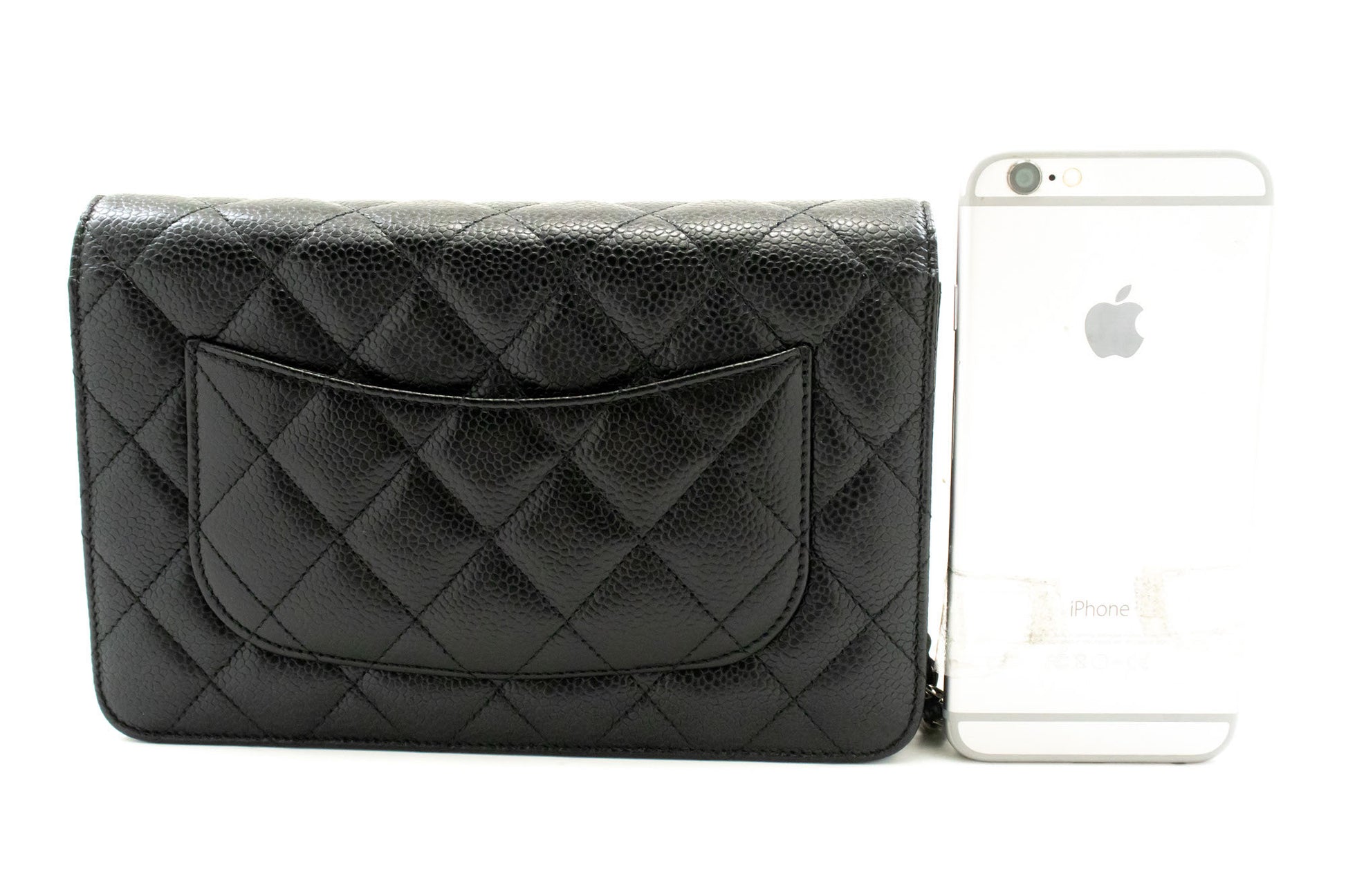 CHANEL Grained Calfskin Wallet On Chain WOC Sort Skuldertaske SV aa3 hannari-shop
