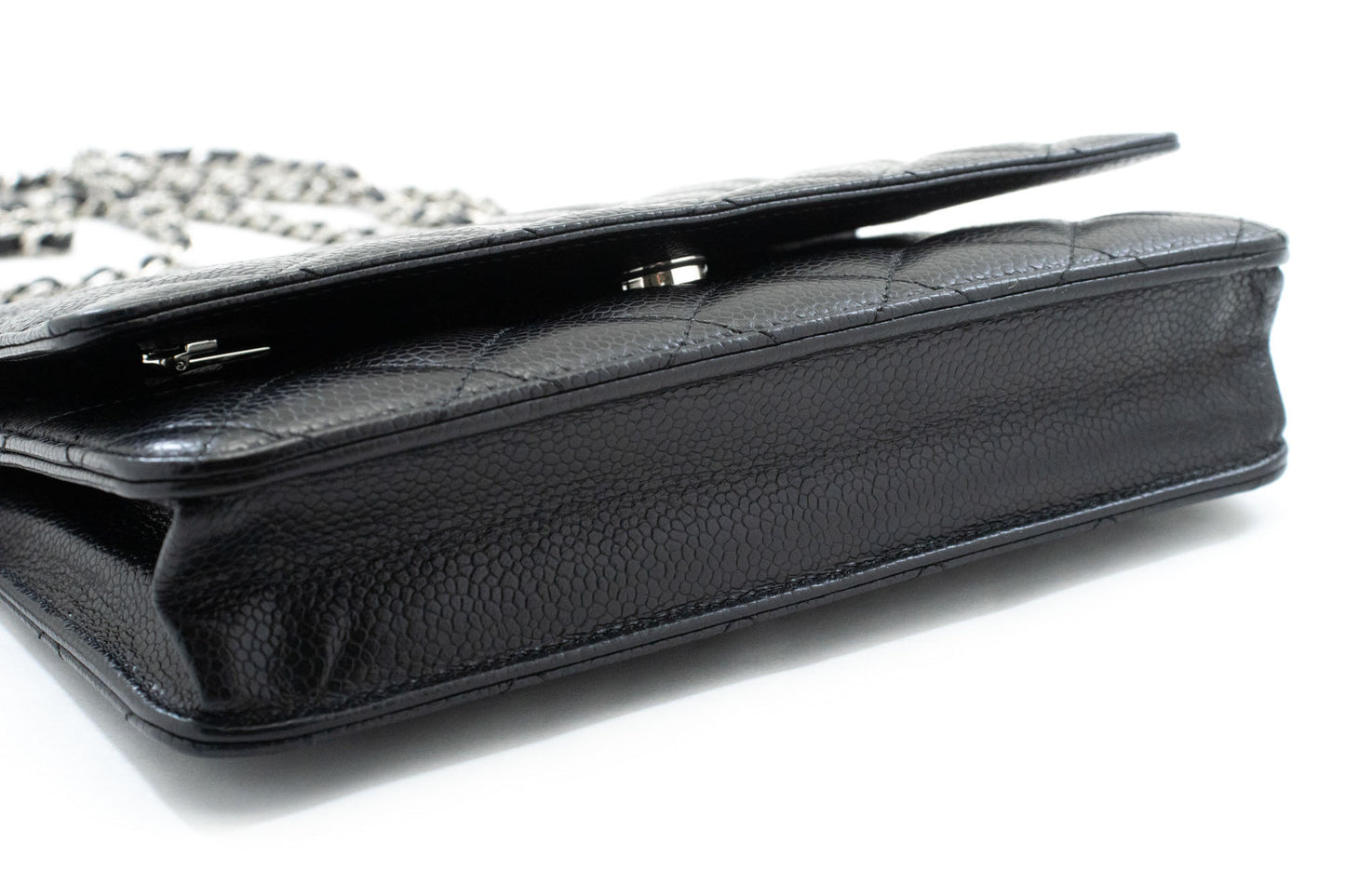 CHANEL Grained Calfskin Wallet On Chain WOC Sort Skuldertaske SV aa3 hannari-shop