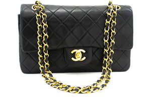 CHANEL Classic Double Flap 9" Chain Shoulder Bag Black Lambskin L39 hannari-shop