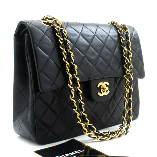 CHANEL Classic Double Flap Square Chain Skuldertaske Sort Lam ad7 hannari-shop