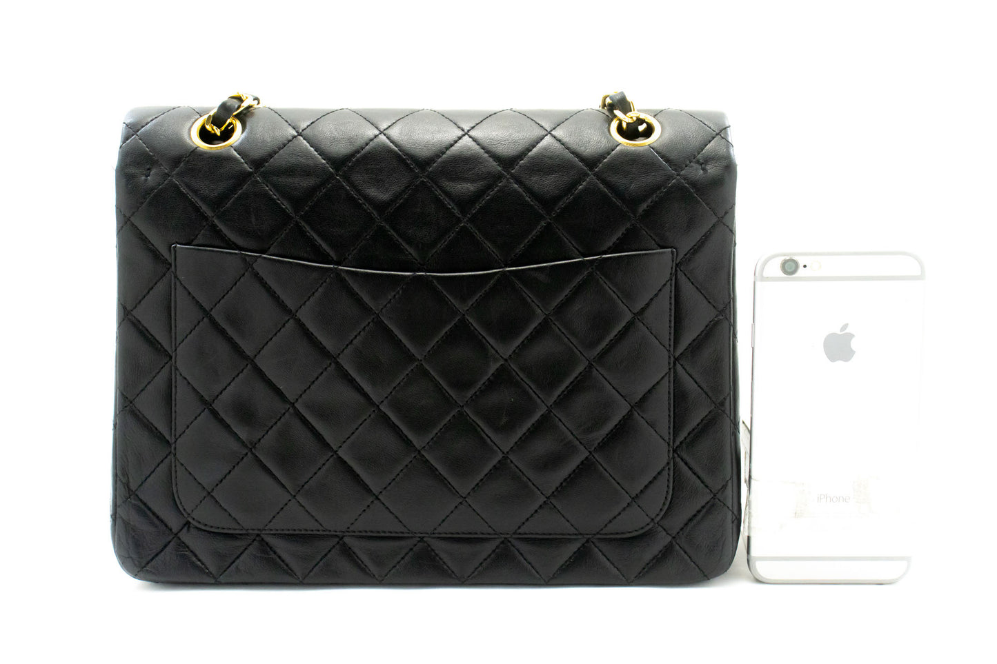 Sac à bandoulière carré CHANEL Classic Double Flap en agneau noir ad7 hannari-shop