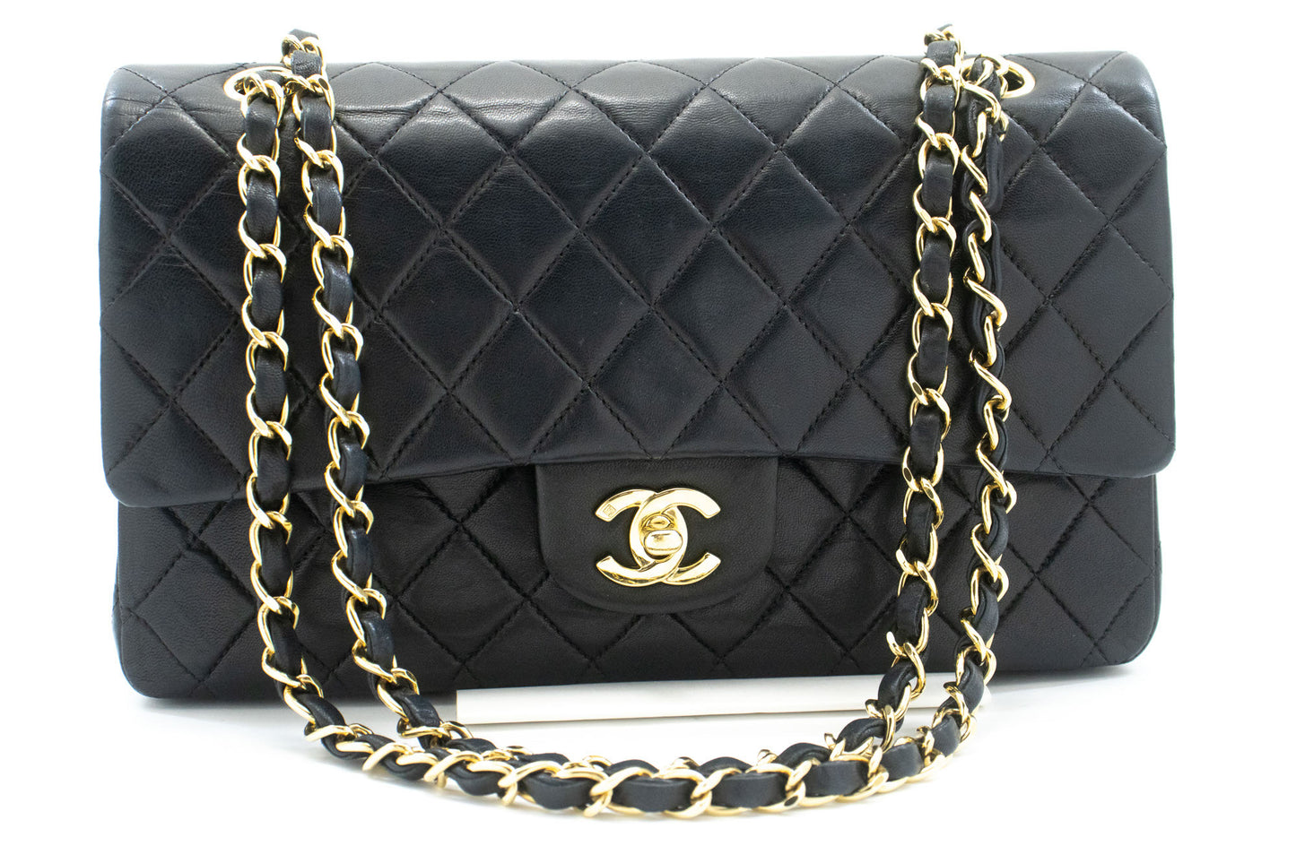 CHANEL Classic Double Flap 10" Chain Schoudertas Zwart Lamsleer ac9 hannari-shop