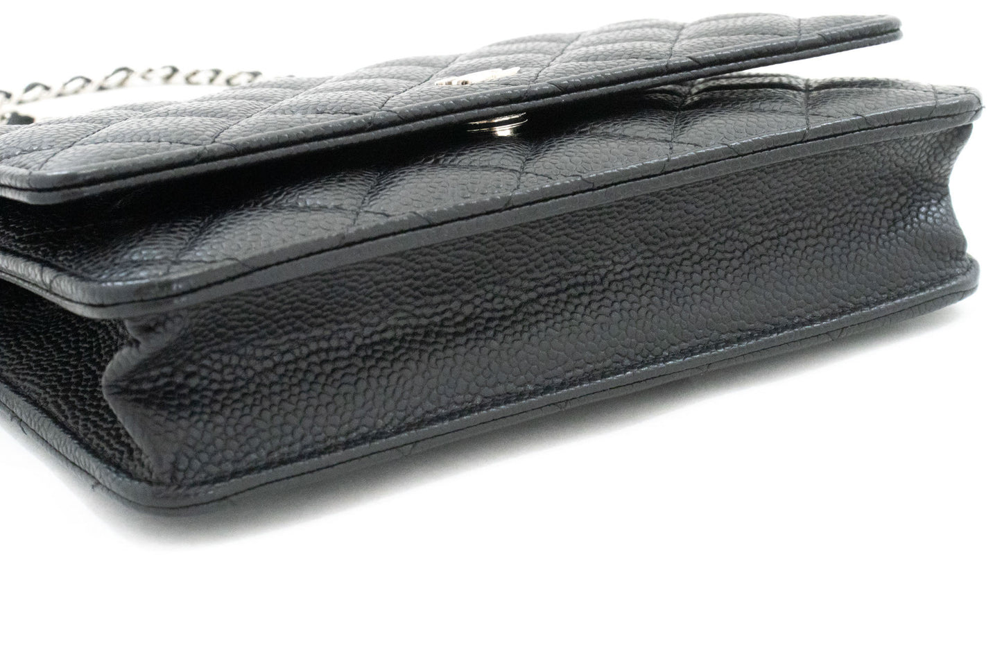 CHANEL Grained Calfskin Wallet On Chain WOC Black Shoulder Bag ag2 hannari-shop