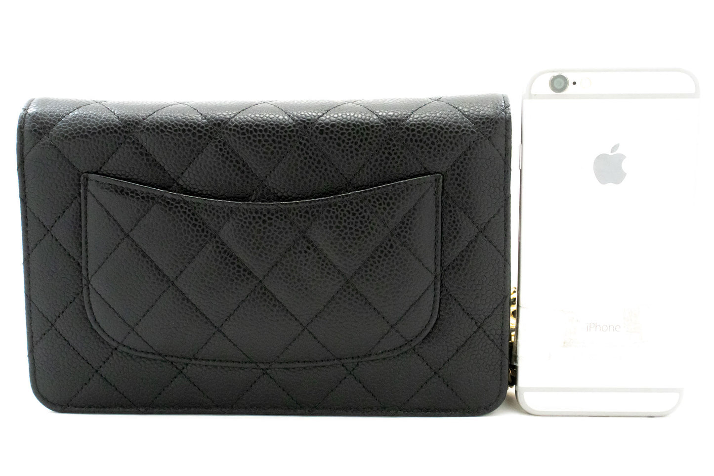 CHANEL Grained Calfskin Wallet On Chain WOC Black Shoulder Bag af8 hannari-shop