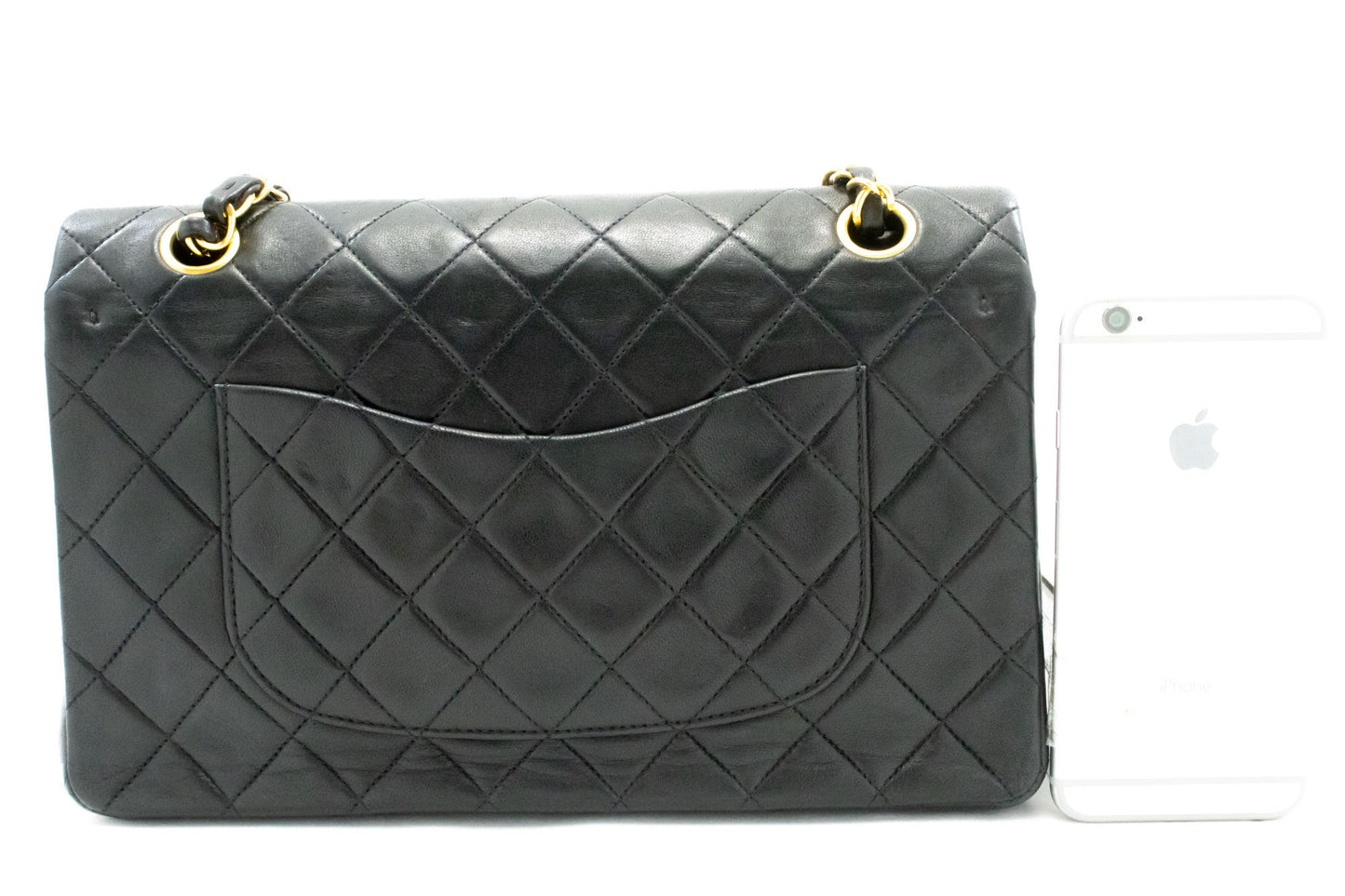 Sac à bandoulière CHANEL Classic Double Flap 10" en agneau noir avec chaîne ag1 hannari-shop