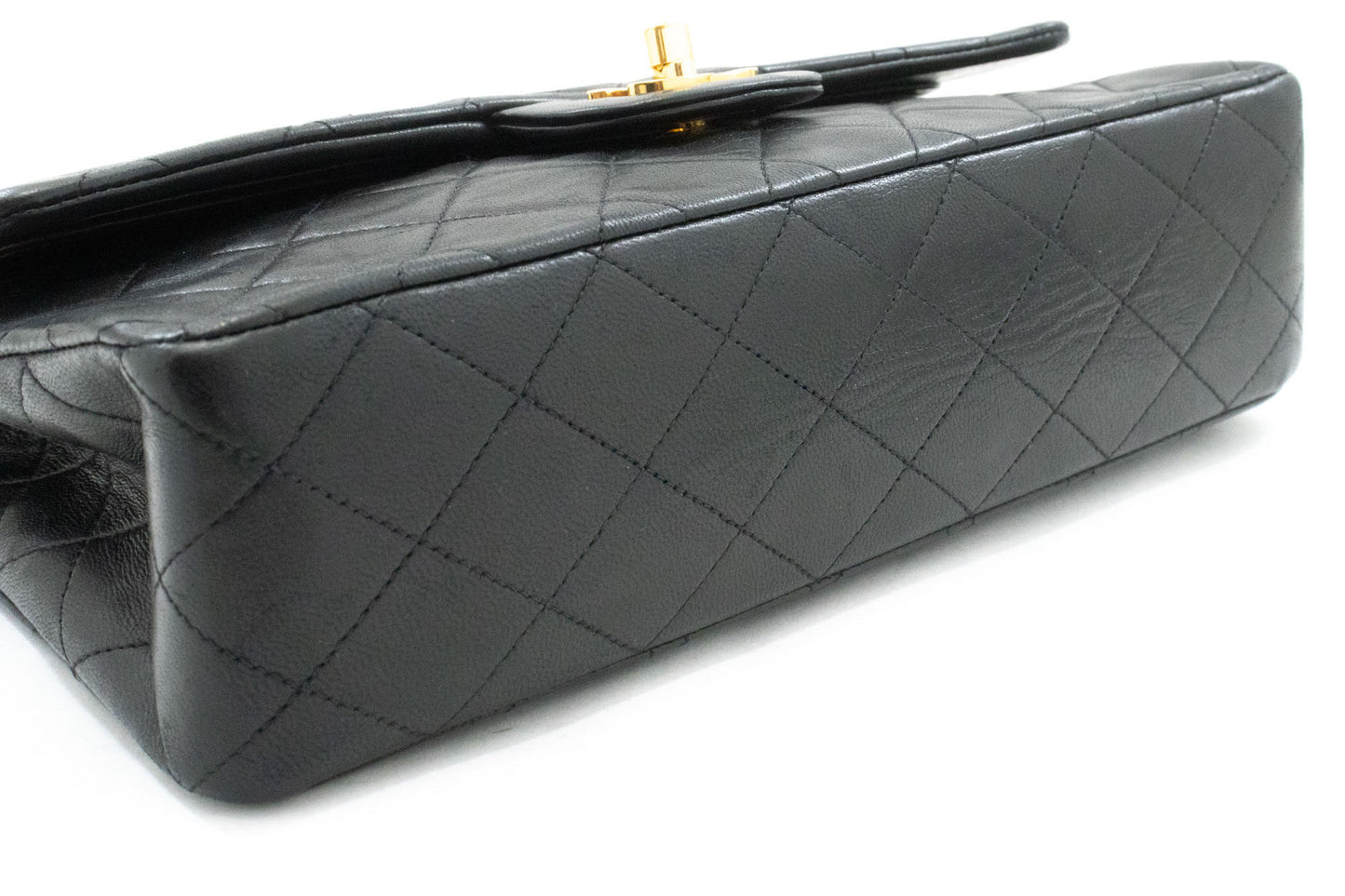 Sac à bandoulière CHANEL Classic Double Flap 10" en agneau noir avec chaîne ag1 hannari-shop