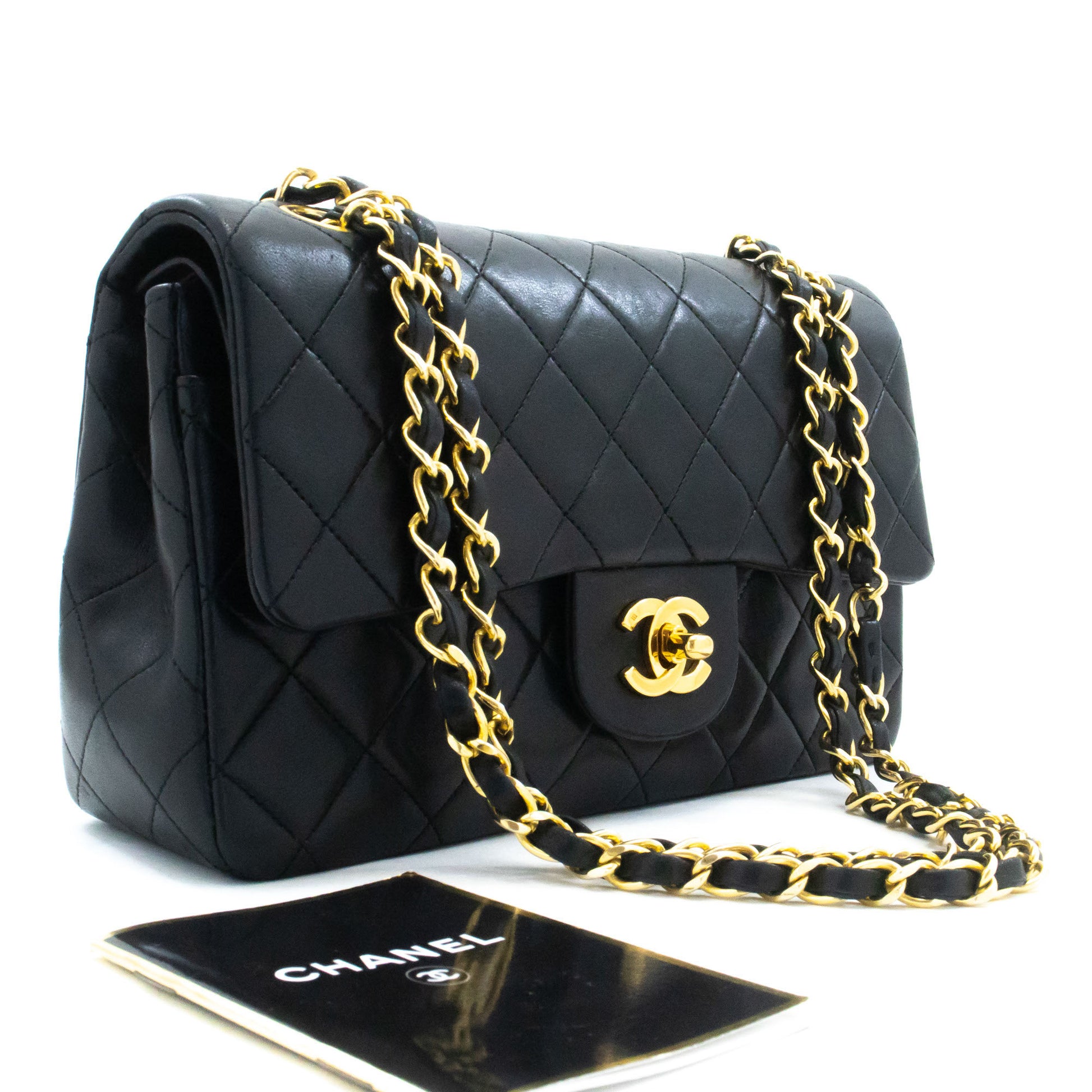 CHANEL Classic Double Flap 9" Chain Schoudertas Zwart Lamsleer ag6 hannari-shop