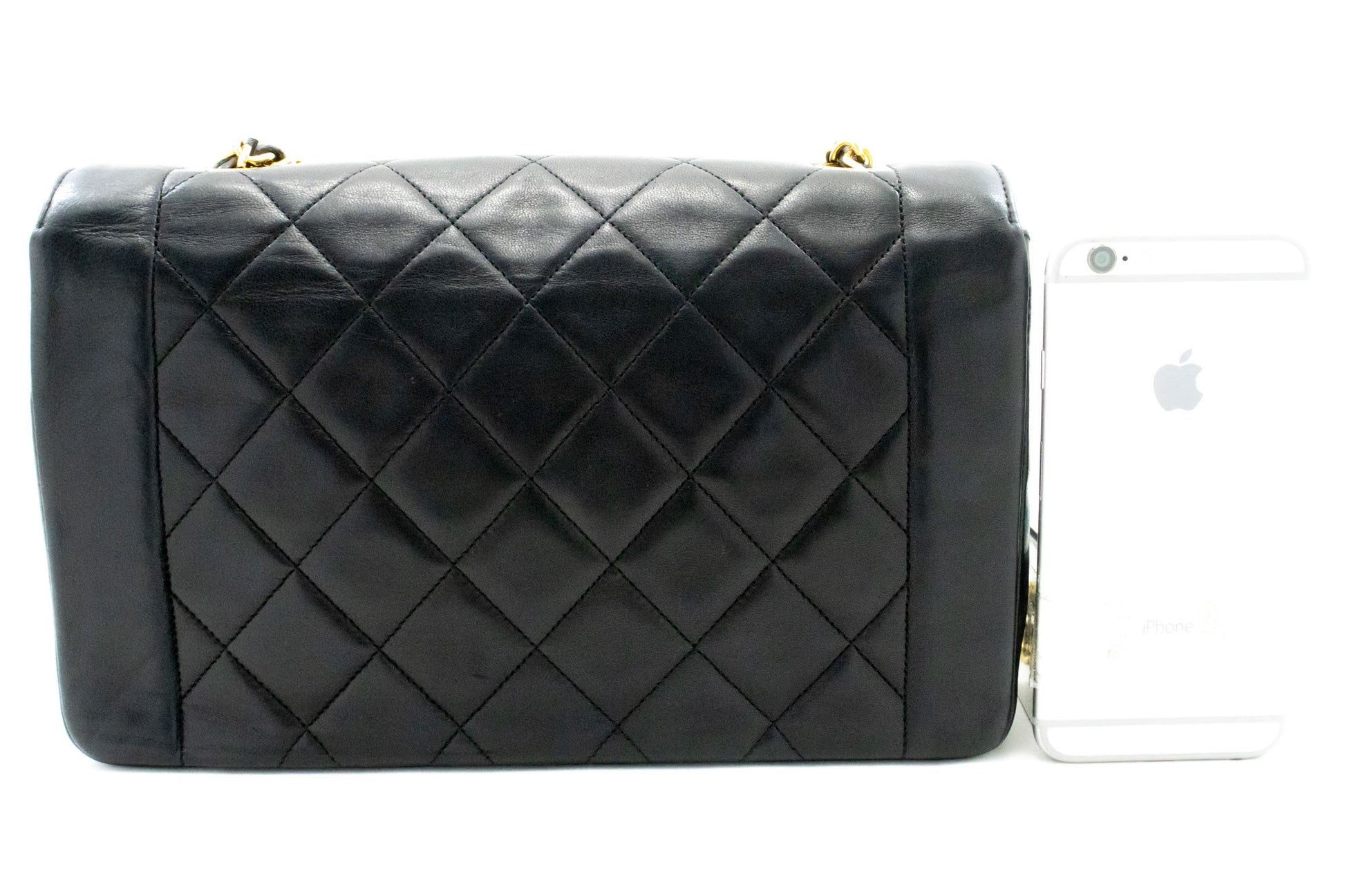 CHANEL Diana Flap Chain Schoudertas Zwart Gequilt Lamsschapenleer Portemonnee ah1 hannari-shop