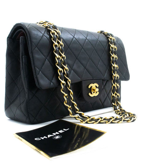 CHANEL Classic Double Flap 10" Chain Skuldertaske Sort Lammeskind ag5 hannari-shop