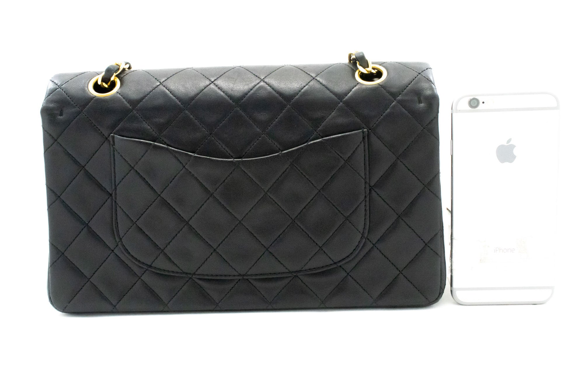 CHANEL Classic Double Flap Borsa a Spalla con Catena 10" in Pelle di Agnello Nera ag5 hannari-shop