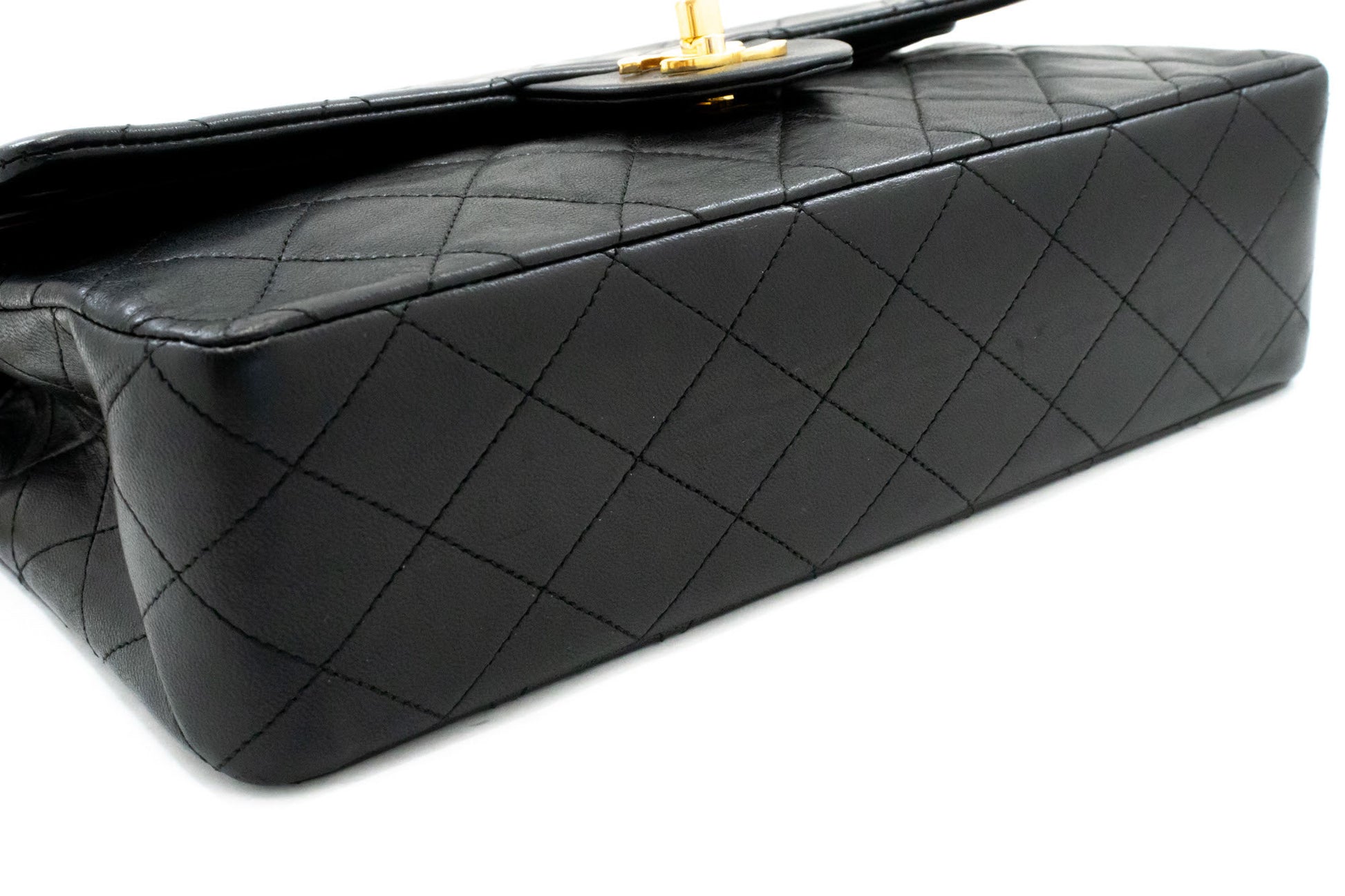 CHANEL Classic Double Flap Borsa a Spalla con Catena 10" in Pelle di Agnello Nera ag5 hannari-shop