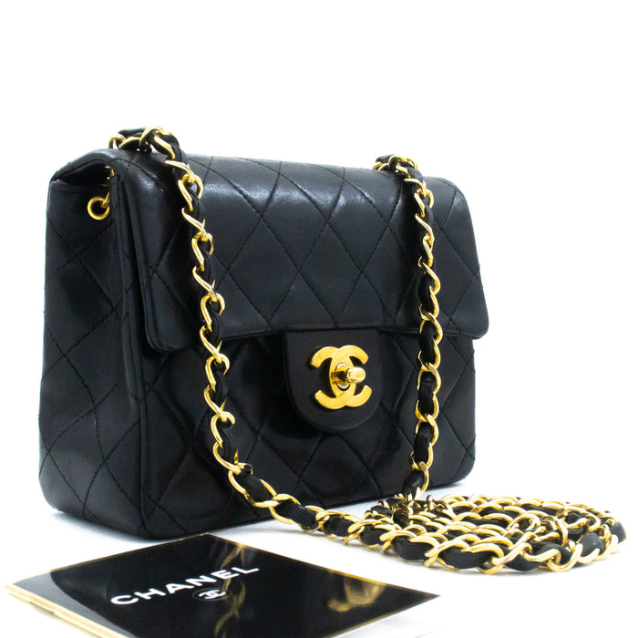 CHANEL Mini Square Small Chain Skuldertaske Crossbody Sort Lam ag9 hannari-shop