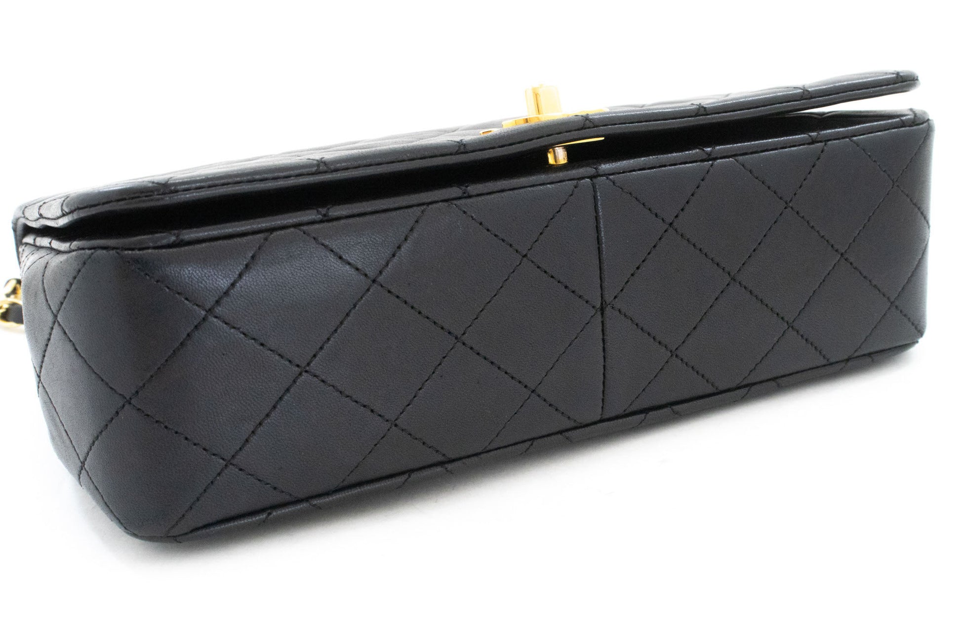 CHANEL Full Flap Chain Shoulder Bag Crossbody Black Quilted ah8 hannari-shop