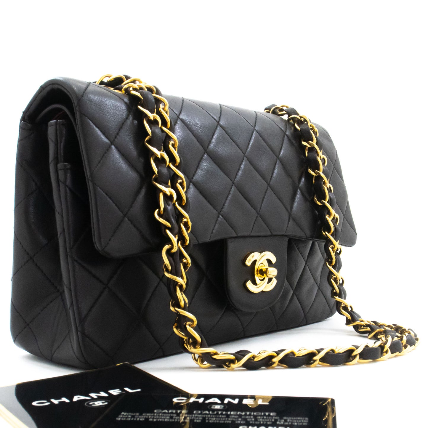 CHANEL Classic Double Flap 9" Chain Skuldertaske Sort Lammeskind ai7 hannari-shop