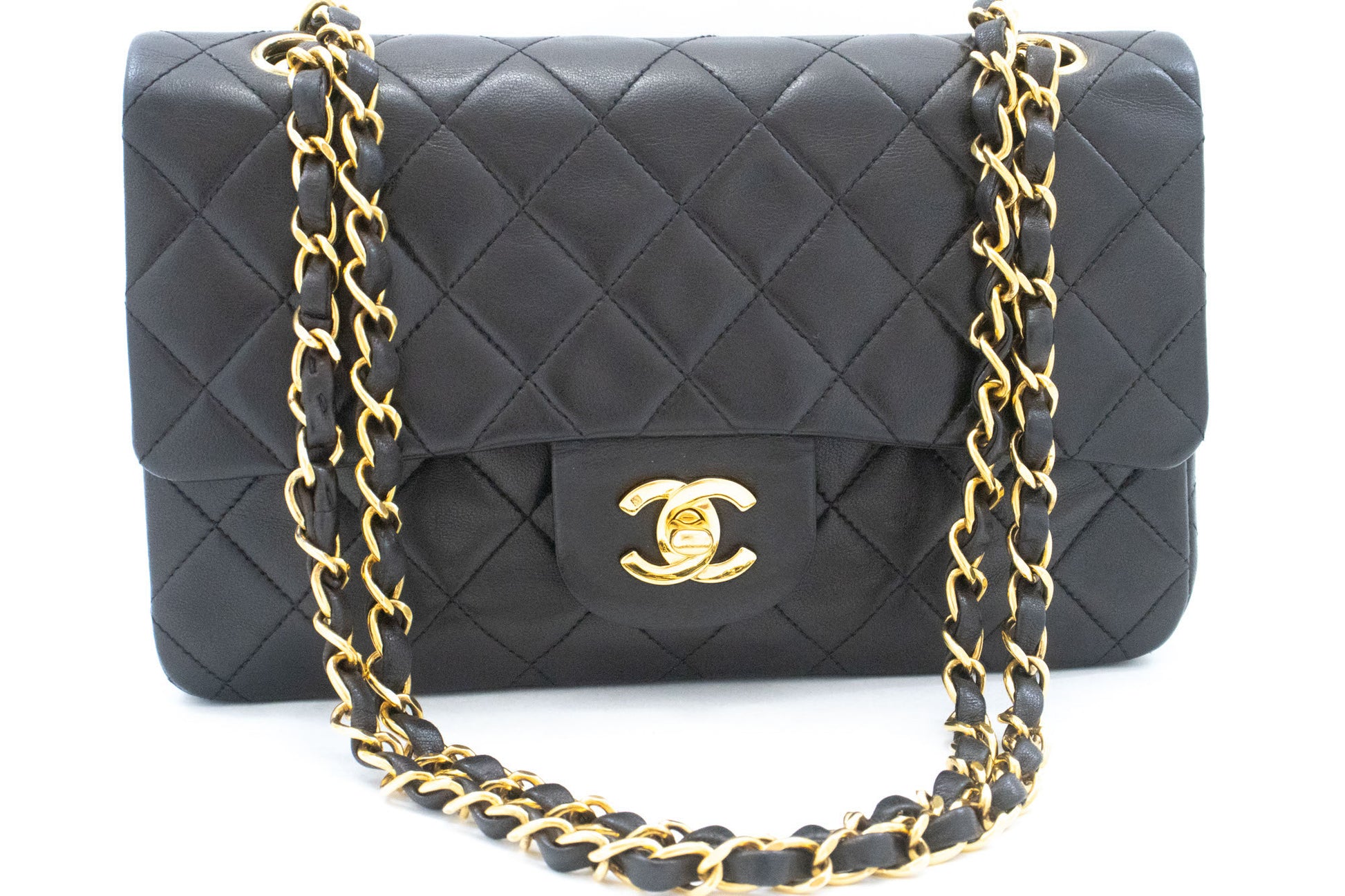 CHANEL Classic Double Flap 9" Chain Skuldertaske Sort Lammeskind ai7 hannari-shop