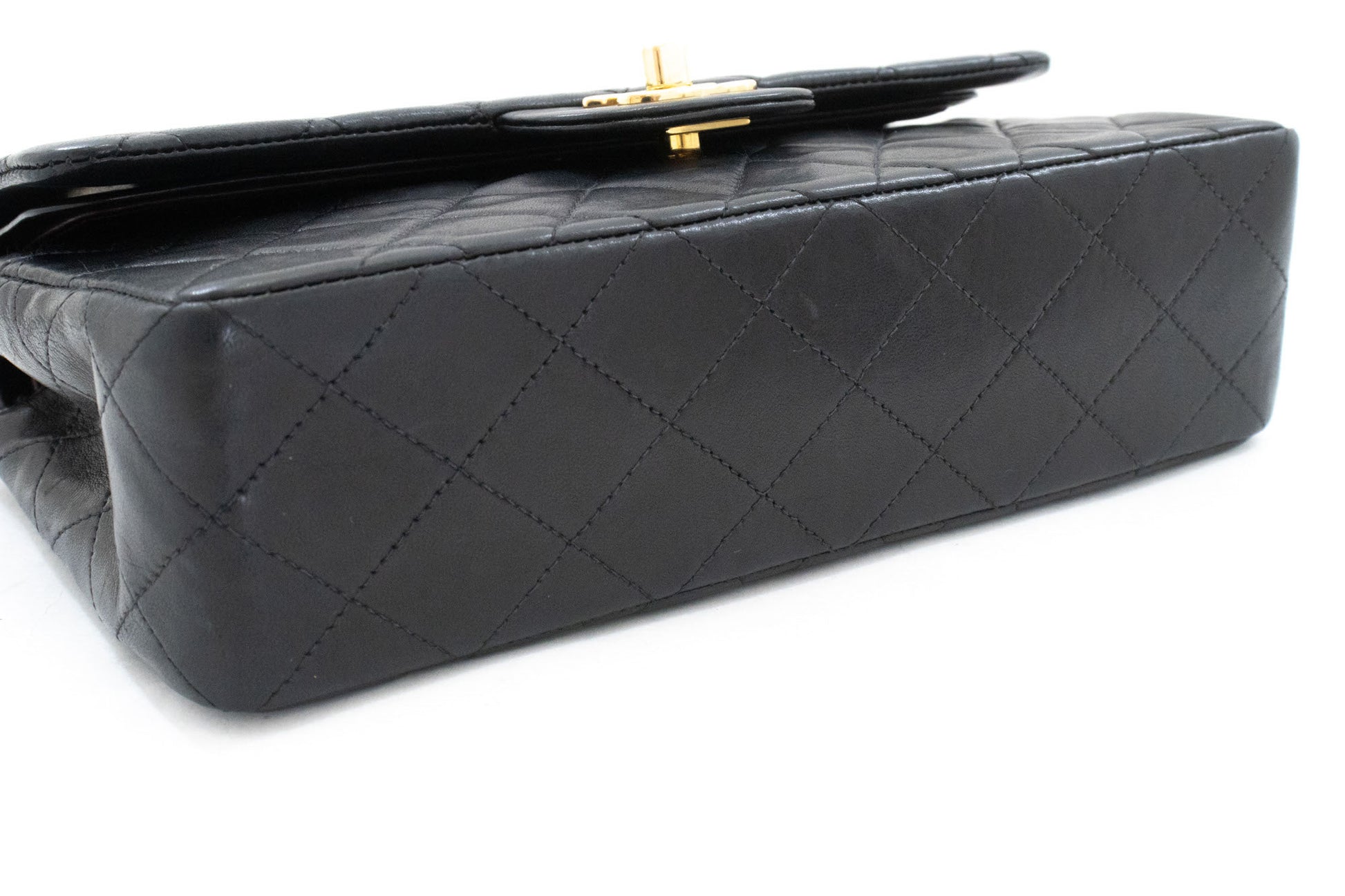 CHANEL Classic Double Flap 9" Chain Shoulder Bag Black Lambskin ai6 hannari-shop