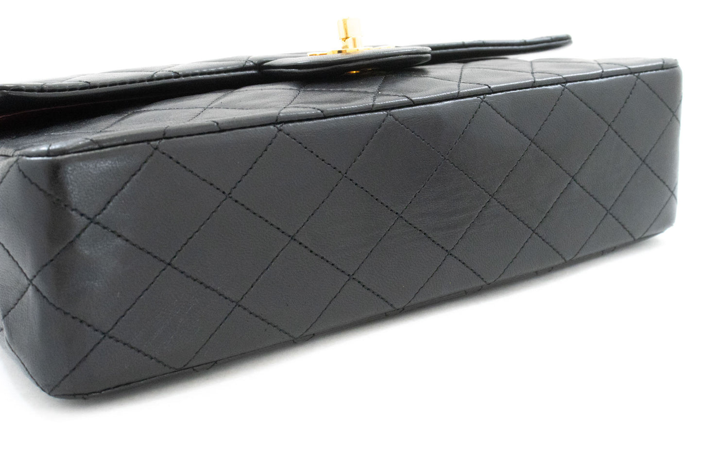 Sac à bandoulière CHANEL Classic Double Flap 10" en agneau noir avec chaîne ah7 hannari-shop