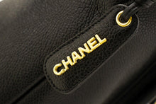 CHANEL Caviar Large Chain Shoulder Bag Black Leather Gold Zipper m21