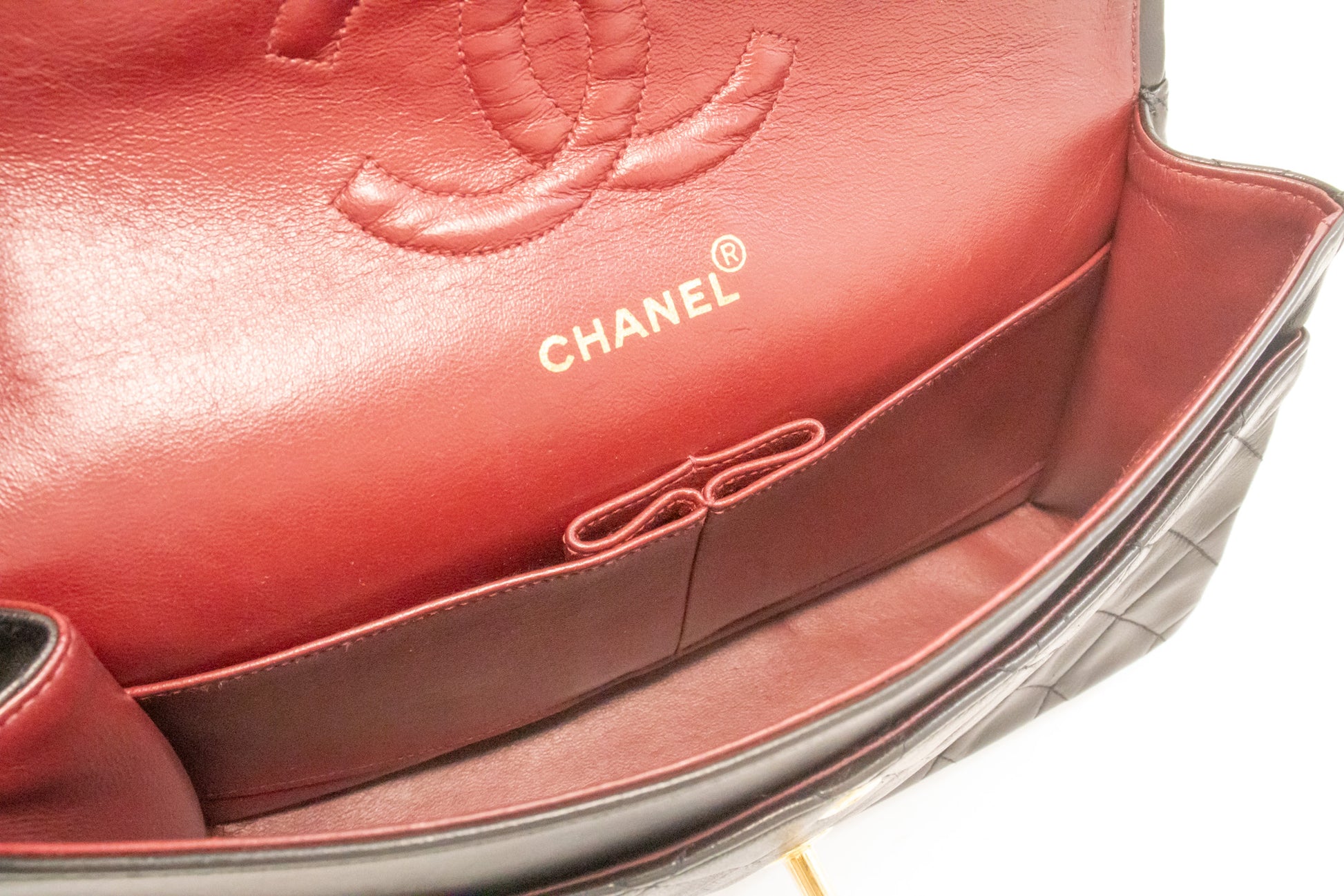 Sac à bandoulière CHANEL Classic Double Flap 10" à chaîne en agneau noir am1 hannari-shop