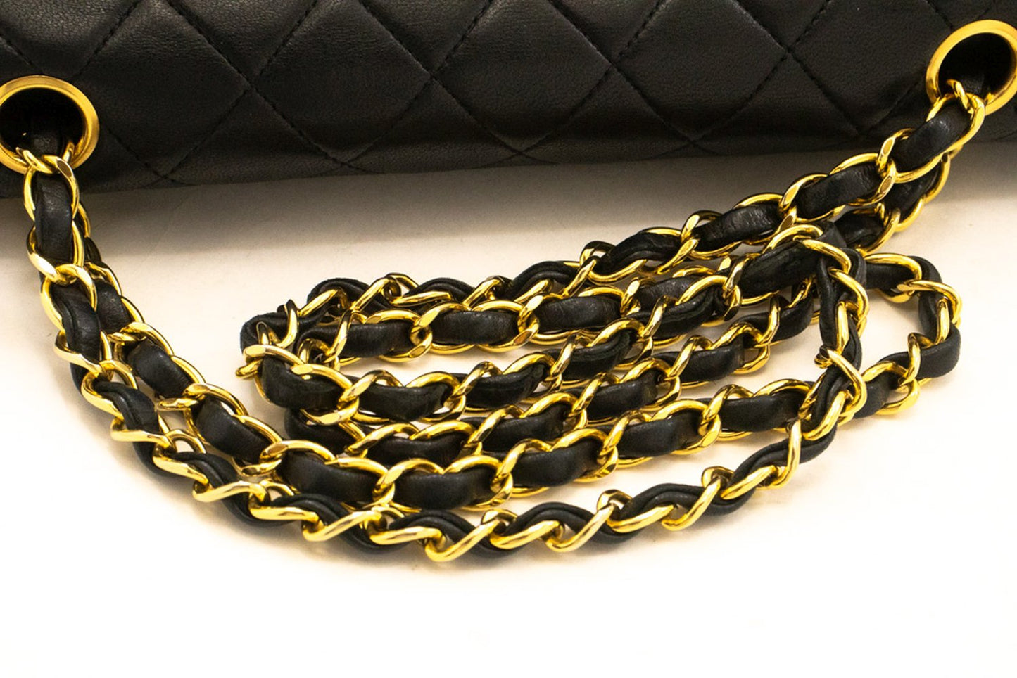 Sac à bandoulière CHANEL Classic Double Flap 10" avec chaîne, cuir d'agneau noir am3 hannari-shop