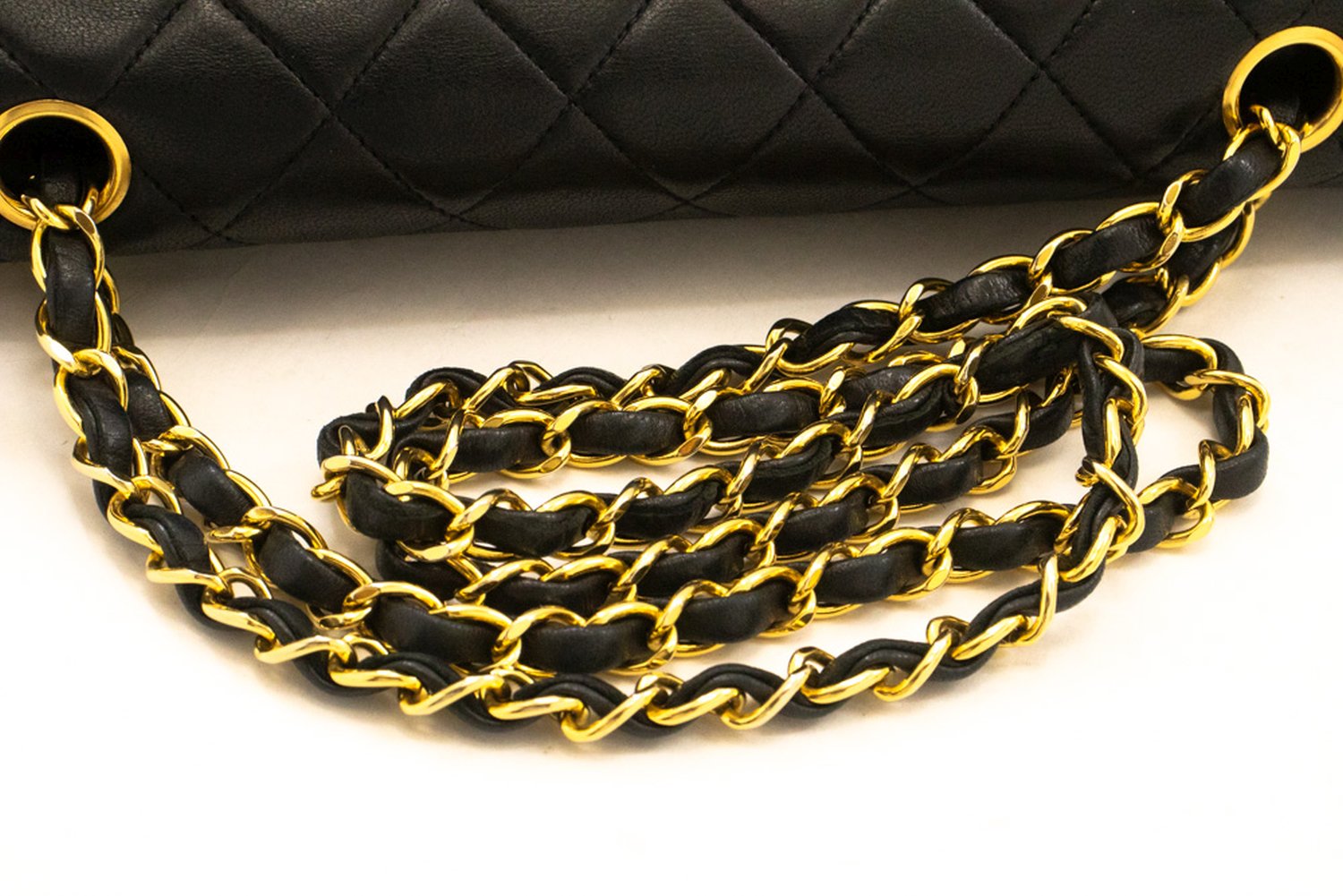 Sac à bandoulière CHANEL Classic Double Flap 10" avec chaîne, cuir d'agneau noir am3 hannari-shop