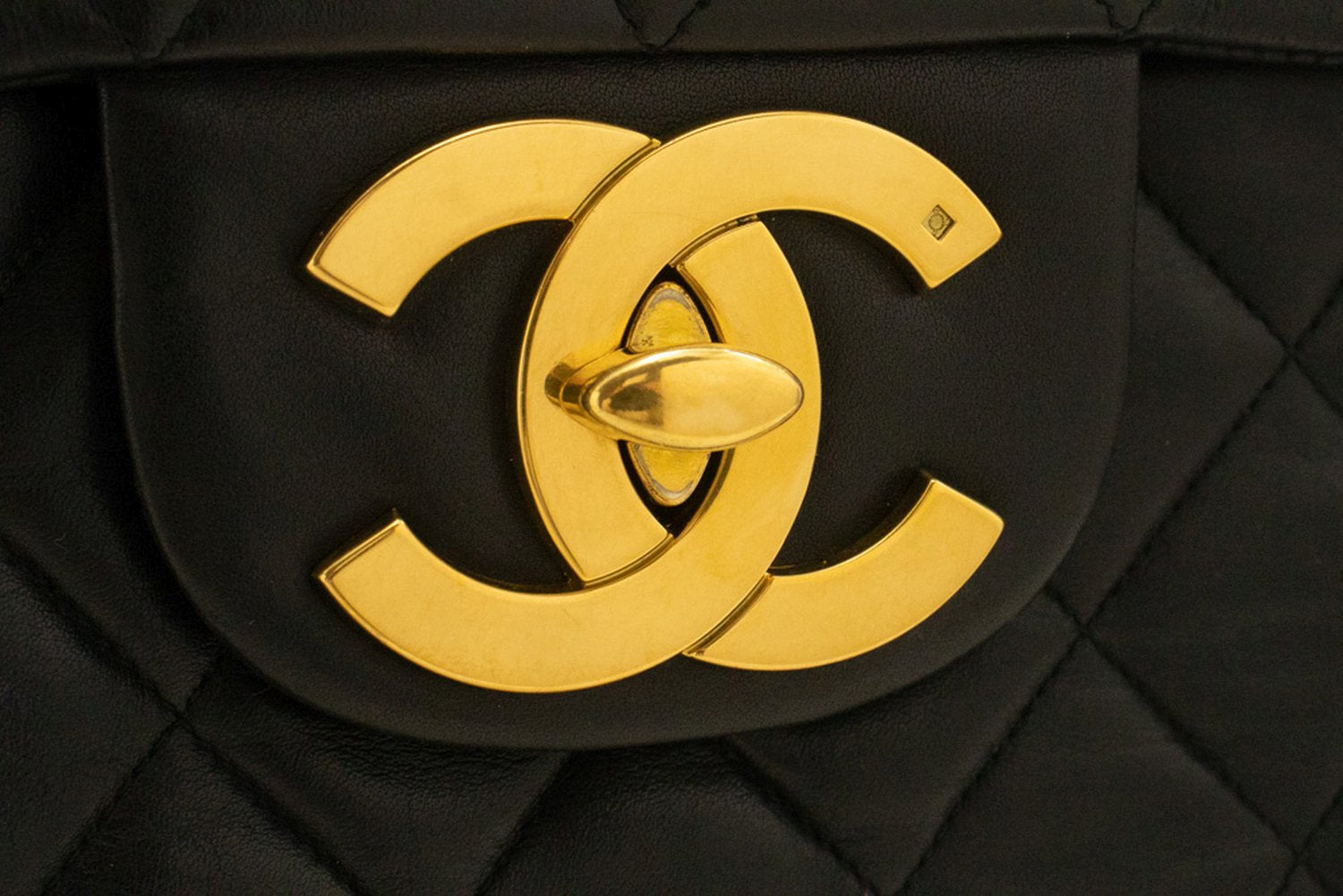 CHANEL Classic Large 13" Flap Chain Shoulder Bag Zwart lamsleer am4 hannari-shop