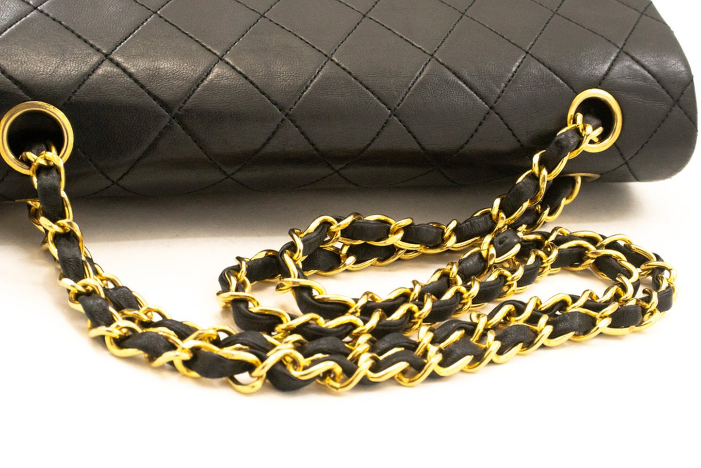 CHANEL Classic Double Flap 10" ketting schoudertas zwart lamsleer ak8 hannari-shop