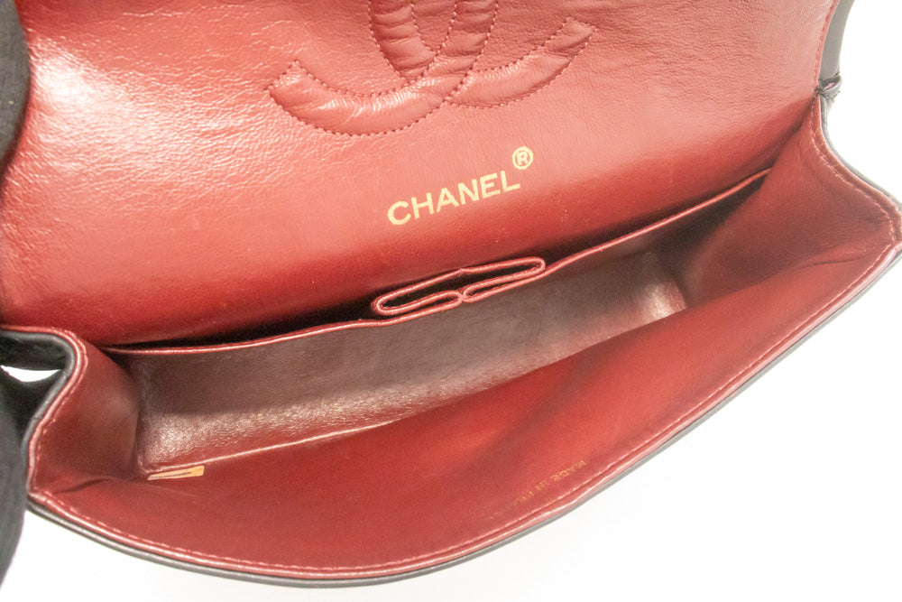 CHANEL Classic Double Flap 10" ketting schoudertas zwart lamsleer ak8 hannari-shop