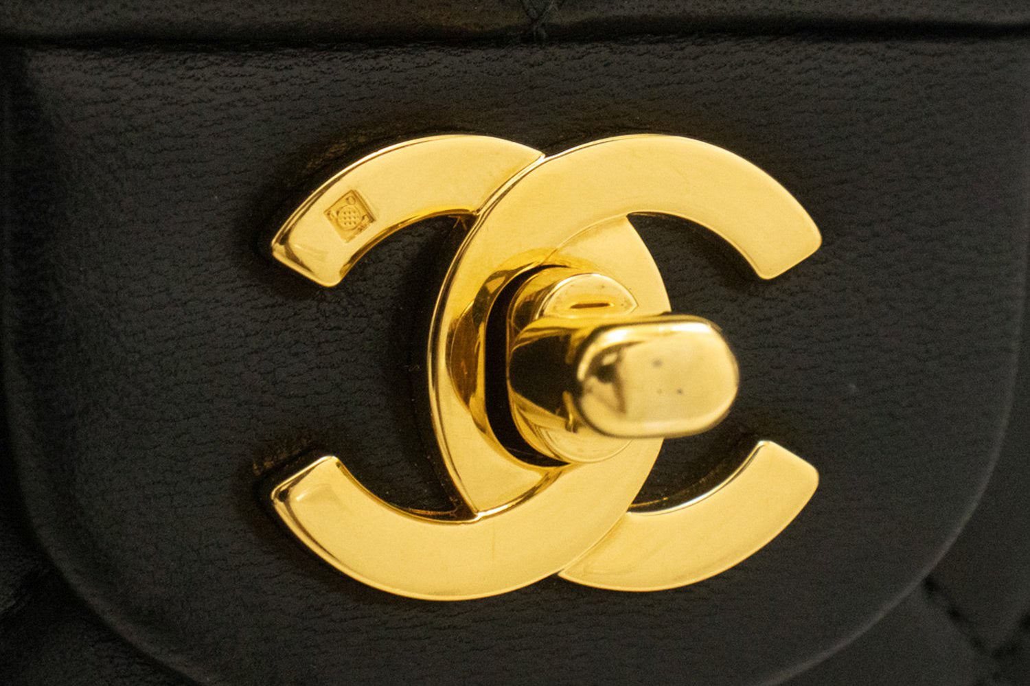 CHANEL Classic Double Flap 10" Chain Shoulder Bag Black Lambskin an1 hannari-shop