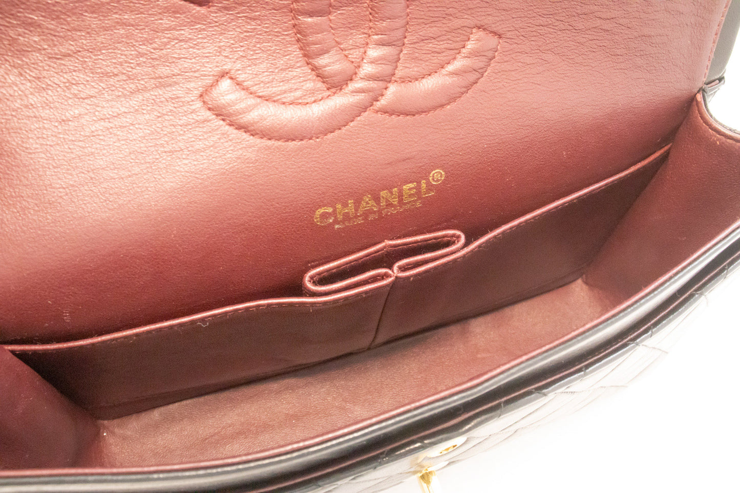CHANEL Classic Double Flap 10" Chain Shoulder Bag Black Lambskin an1 hannari-shop