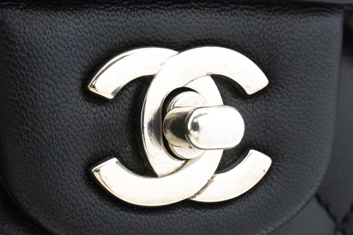 CHANEL Classic Double Flap 10" Chain Shoulder Bag Black Lambskin am5 hannari-shop