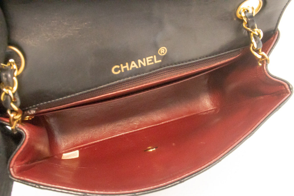 CHANEL Half Moon Chain Shoulder Bag Crossbody Black Quilted Flap am7 hannari-shop
