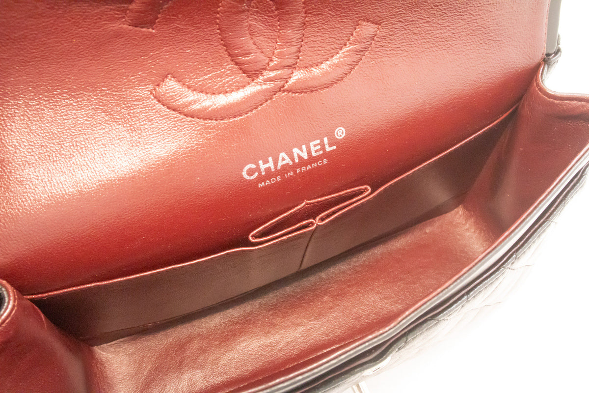 CHANEL Classic Double Flap 10" Chain Shoulder Bag Black Lambskin am6 hannari-shop