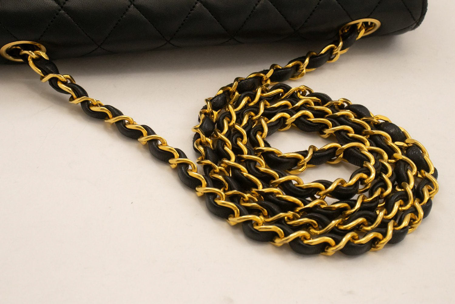 CHANEL Half Moon Chain Shoulder Bag Crossbody Black Quilted Flap an3 hannari-shop