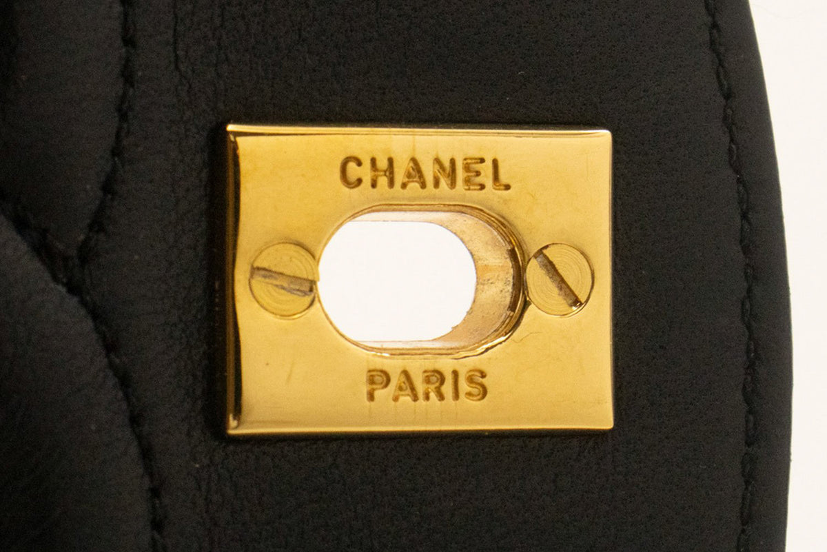 CHANEL Half Moon Chain Shoulder Bag Crossbody Black Quilted Flap an3 hannari-shop