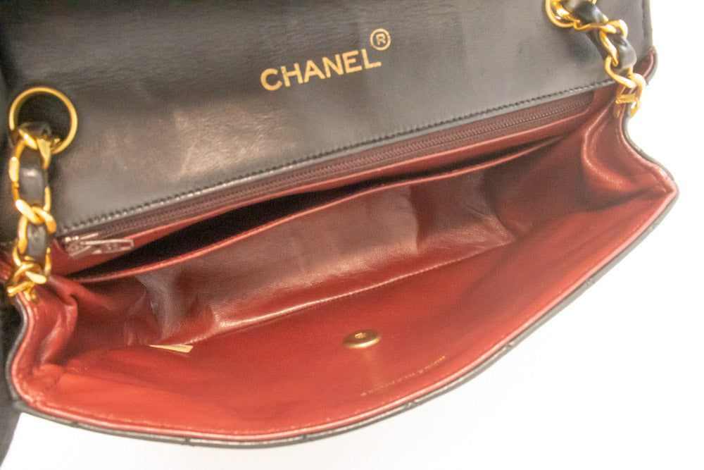 CHANEL Half Moon Chain Shoulder Bag Crossbody Black Quilted Flap an3 hannari-shop